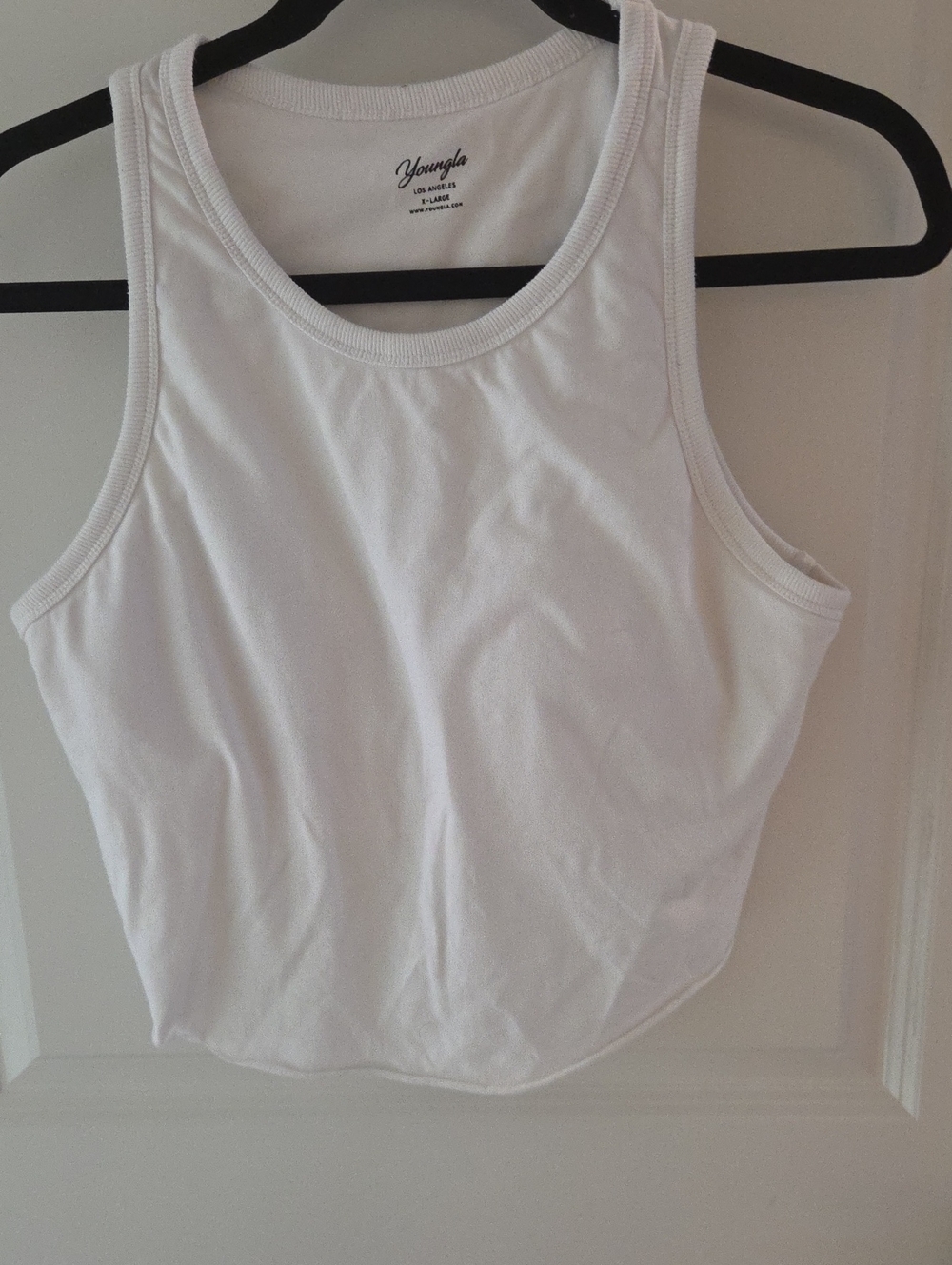 YoungLA Women's White Ribbed Scoop Tank